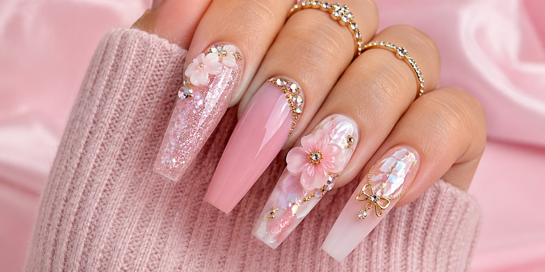 Acrylic Nails - finished nail art design
