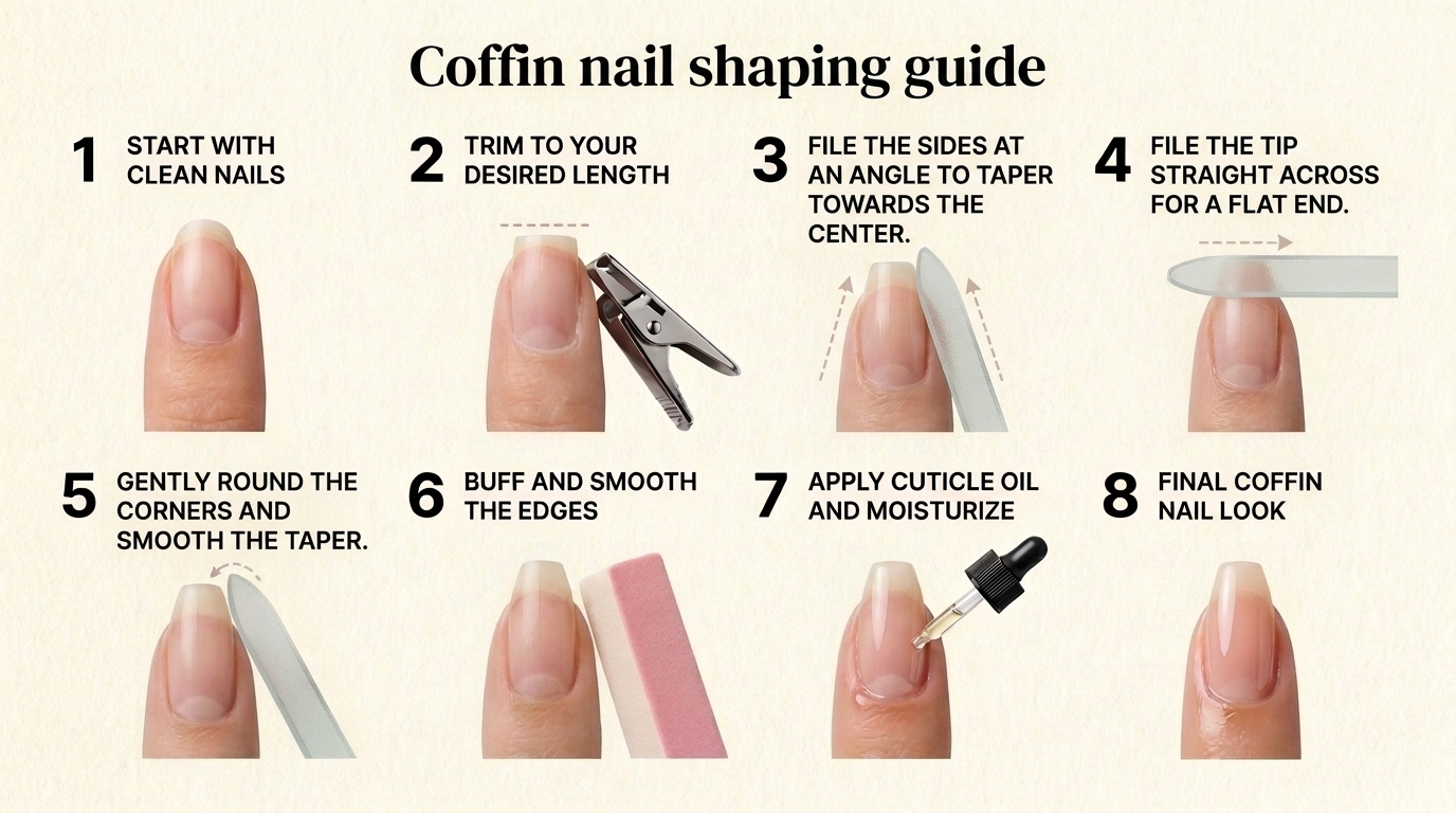 Supplies needed for How to Shape Coffin Nails at Home 💅 | Step-by-Step Nail Tutorial nail art design