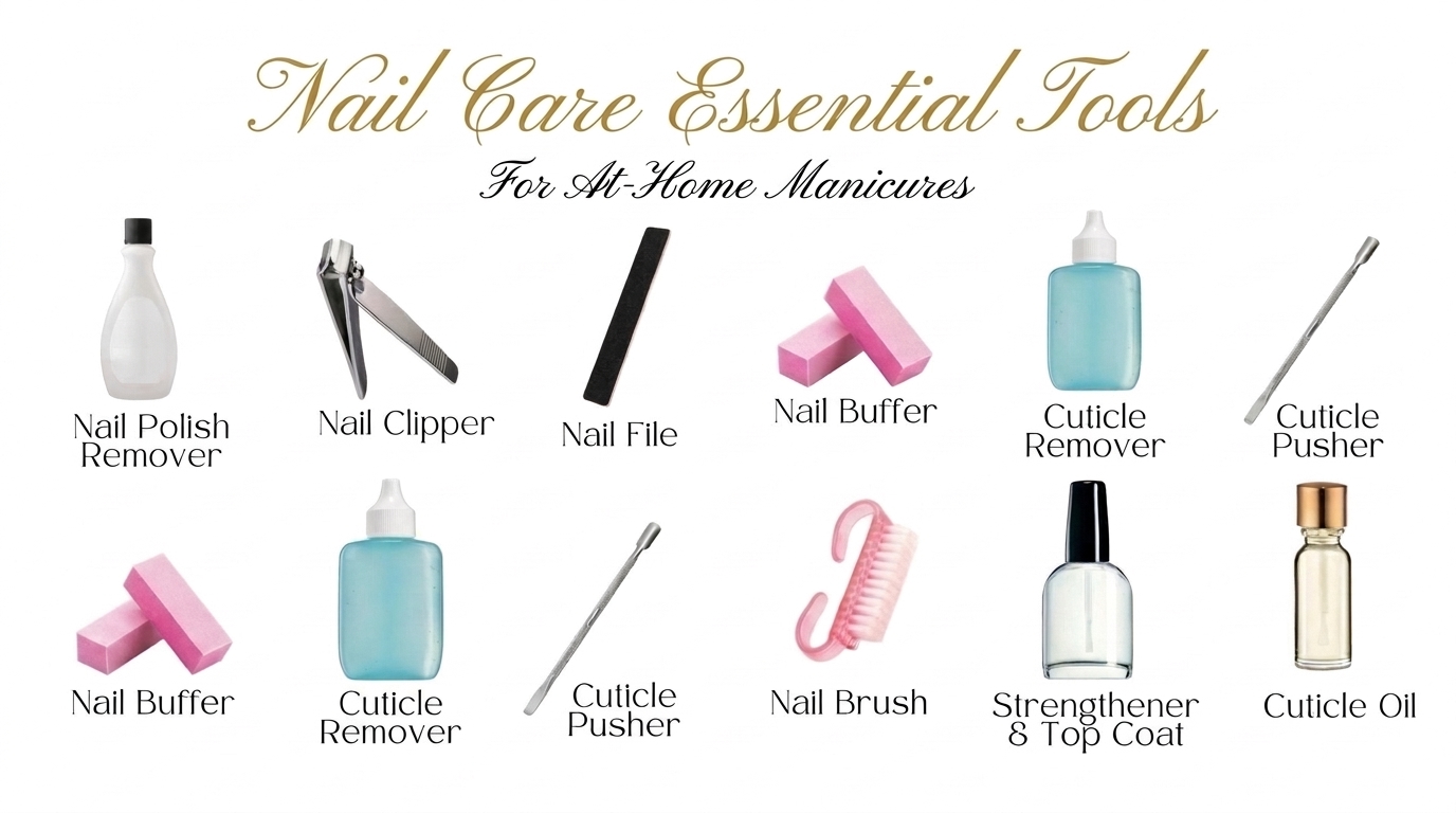 Supplies needed for Nail Care at Home Step-by-Step Routine for Healthy, Beautiful Nails nail art design