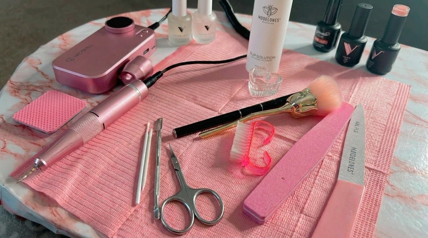 Supplies needed for DIY Halloween Nails Bloody French Tips with a Ghost Face Accent 👻 nail art design