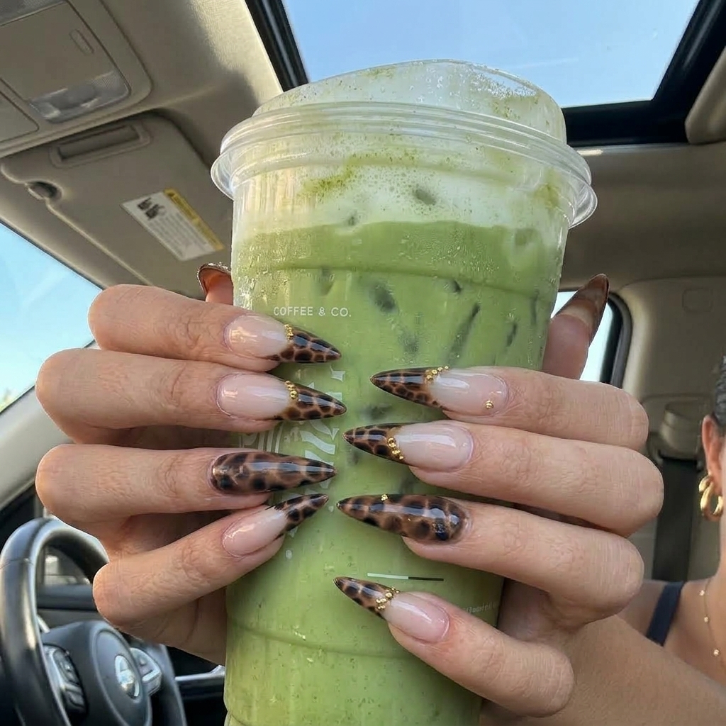 Golden Leopard French Nails You Can Create at Home - finished nail art design