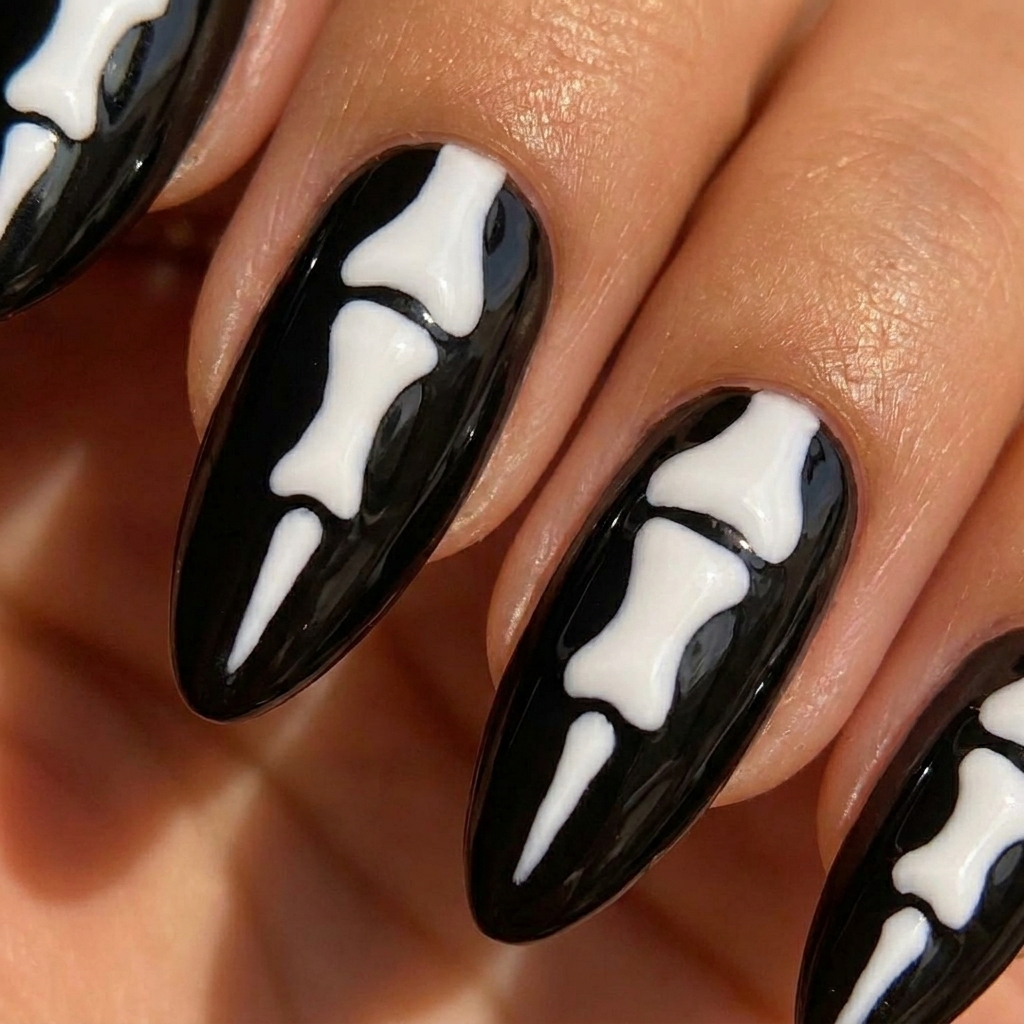 Supplies needed for No Bones About It — Skeleton Nail Art nail art design