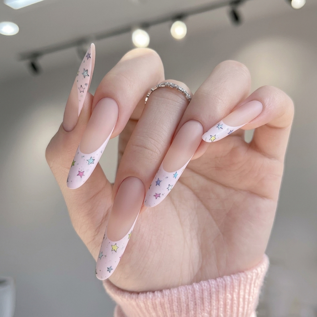 Pastel Star French Nails ✨ | A Dreamy Manicure You Can Create at Home - finished nail art design