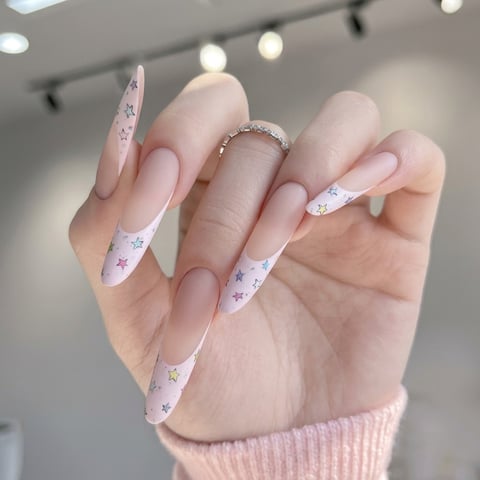 Pastel Star French Nails ✨ | A Dreamy Manicure You Can Create at Home - finished nail art design